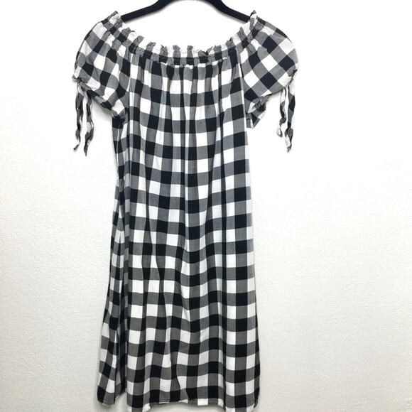 LOFT Buffalo Check Off the Shoulder Dress Size Small - Picture 1 of 6